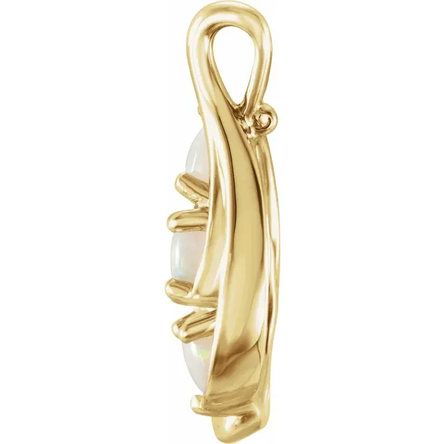 14K Yellow Opal Three-Stone Pendant-
