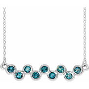 14K White Aquamarine Bezel-Set Bar 16-18" Necklace-