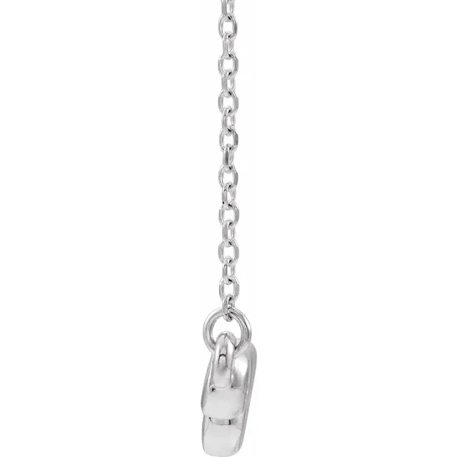 14K White Aquamarine Bezel-Set Bar 16-18" Necklace-