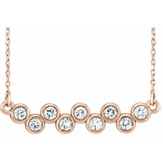 14K White Aquamarine Bezel-Set Bar 16-18" Necklace-