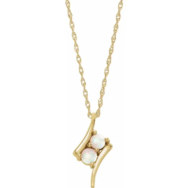 14K Yellow Opal Two-Stone 16-18" Necklace-