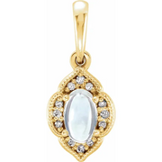 14K Yellow Rainbow Moonstone & .03 CTW Diamond Clover Pendant-