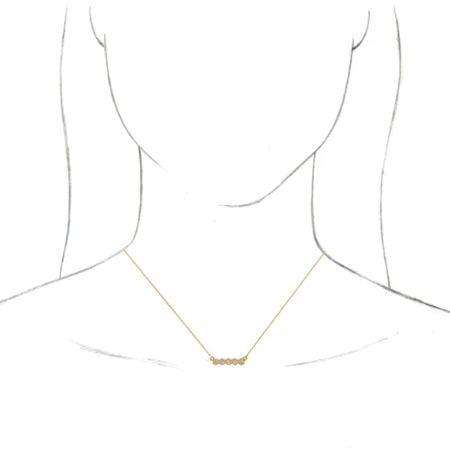 14K Yellow 1/5 CTW Diamond Bar 16-18" Necklace