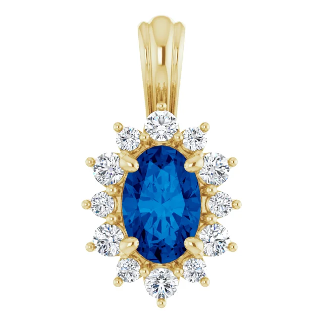 14K Yellow 1/6 CTW Diamond & Sapphire Pendant-