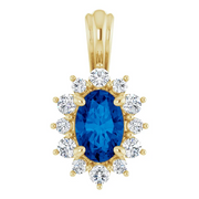 14K Yellow 1/6 CTW Diamond & Sapphire Pendant-