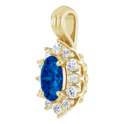 14K Yellow 1/6 CTW Diamond & Sapphire Pendant-