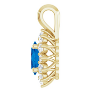 14K Yellow 1/6 CTW Diamond & Sapphire Pendant-