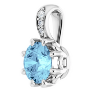 14K White Aquamarine & .02 CTW Diamond Pendant-