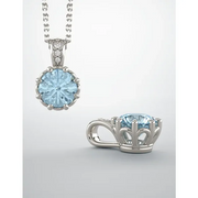 14K White Aquamarine & .02 CTW Diamond Pendant-