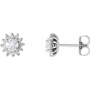14K White 1/2 CTW Diamond Halo-Style Earrings-