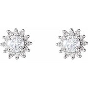 14K White 1/2 CTW Diamond Halo-Style Earrings-