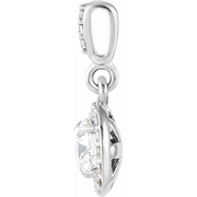 14K White 9/10 CTW Diamond Halo-Style Pendant-