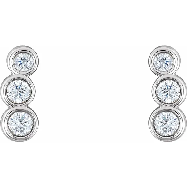 14K White 1/6 CTW Diamond Petite Ear Climbers-