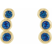 14K Yellow Blue Sapphire Ear Climbers-