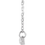 14K White 1/10 CTW Diamond Milgrain Bar 16-18" Necklace-