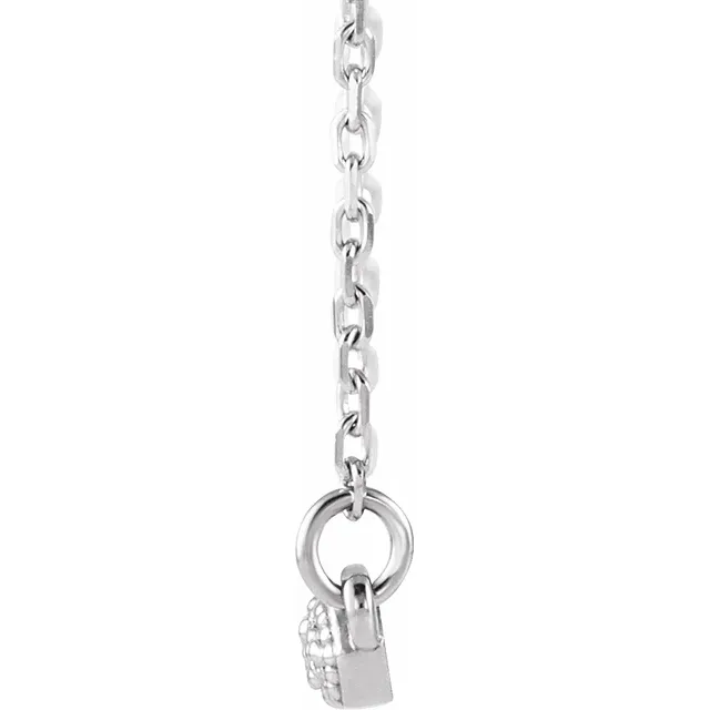 14K White 1/10 CTW Diamond Milgrain Bar 16-18" Necklace-