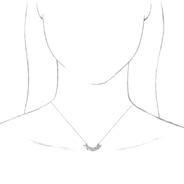 14K White .08 CTW Diamond Curved Bar 16-18" Necklace-