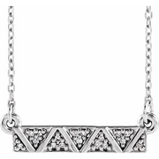 14K White .05 CTW Diamond Geometric Bar 16-18" Necklace-