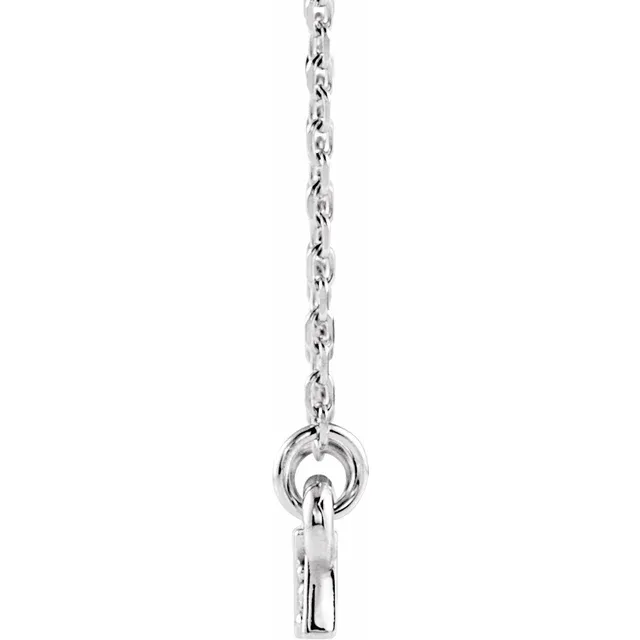 14K White .05 CTW Diamond Geometric Bar 16-18" Necklace-