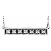 14K White .06 CTW Diamond Milgrain Bar 16-18" Necklace-