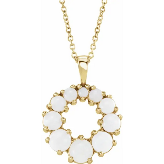 14K Yellow Opal Halo-Style 18" Necklace