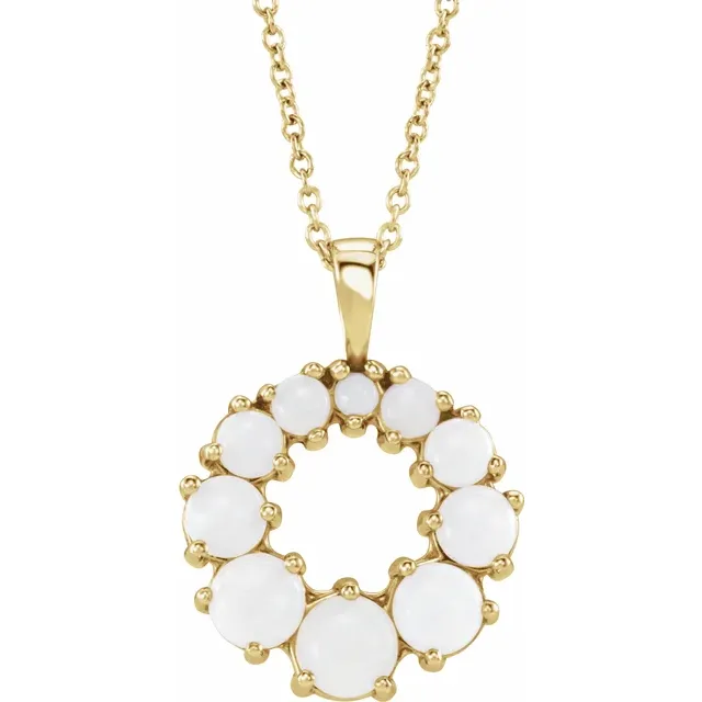 14K Yellow Opal Halo-Style 18" Necklace-
