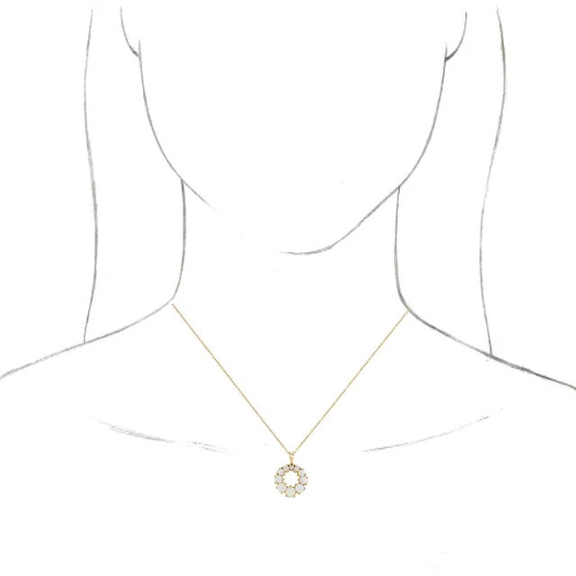 14K Yellow Opal Halo-Style 18" Necklace-