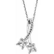 14K White Two-Stone Freeform 16-18" Necklace Mounting-
