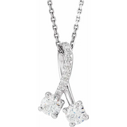 14K White Two-Stone Freeform 16-18" Necklace Mounting-