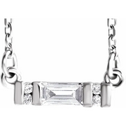 14K White 1/10 CTW Diamond Bar 16-18" Necklace-