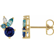 14K Yellow Multi-Gemstone Earrings-