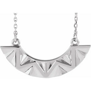 14K White Curved Bar 16-18" Necklace-