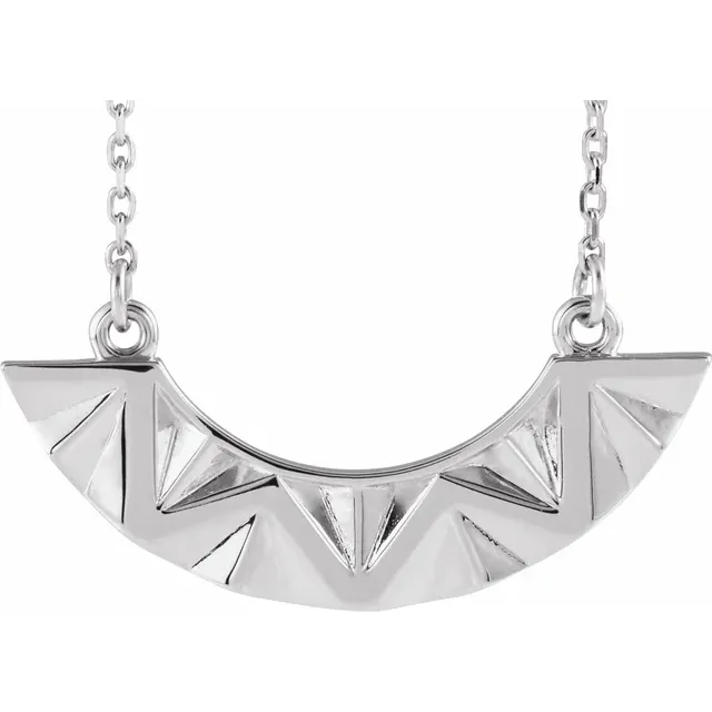 14K White Curved Bar 16-18" Necklace-