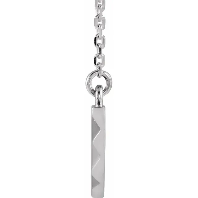 14K White Curved Bar 16-18" Necklace-