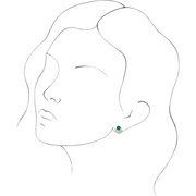 14K White Emerald & 1/8 CTW Diamond Earrings-