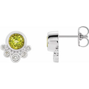 14K White Emerald & 1/8 CTW Diamond Earrings-