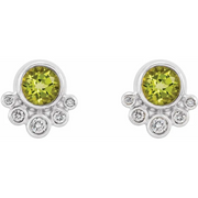 14K White Emerald & 1/8 CTW Diamond Earrings-