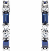 14K White Blue Sapphire & 1/2 CTW Diamond Earrings-
