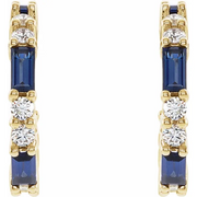14K Yellow Lab-Grown Blue Sapphire & 1/2 CTW Diamond Earrings-