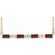 14K Yellow Garnet & 1/5 CTW Diamond Bar 16-18" Necklace-