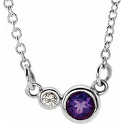 14K White Amethyst & .02 CTW Diamond 16" Necklace-