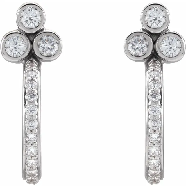 Platinum 1/2 CTW Diamond Hoop Earrings-