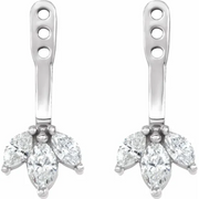 14K White 1/4 CTW Diamond Cluster Front-Back Earring Jackets-