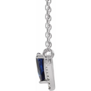 14K White Lab-Grown Blue Sapphire & .06 CTW Diamond 16" Necklace-