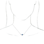 14K White Lab-Grown Blue Sapphire & .06 CTW Diamond 16" Necklace-