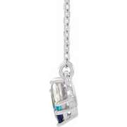 14K White Multi-Gemstone & .06 CTW Diamond Bar 16" Necklace-
