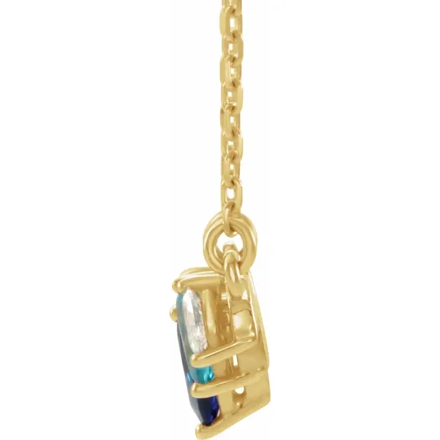 14K Yellow Multi-Gemstone & .06 CTW Diamond Bar 18" Necklace-