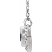14K White Blue Sapphire & White Sapphire Evil Eye 18" Necklace-
