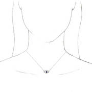 14K White Blue Sapphire & White Sapphire Evil Eye 18" Necklace-