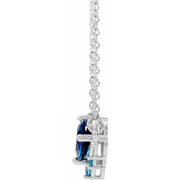 14K White Multi-Gemstone & .06 CTW Diamond 16" Necklace-